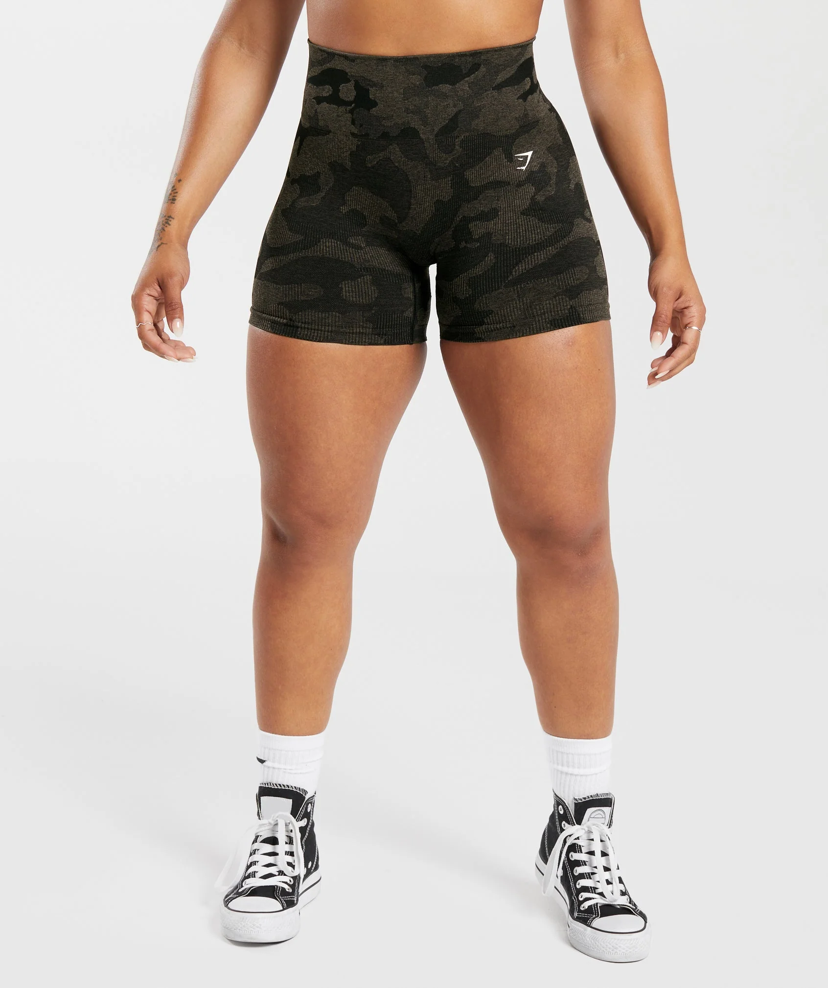 Adapt Camo Seamless Ribbed Shorts Black/Camo Brown