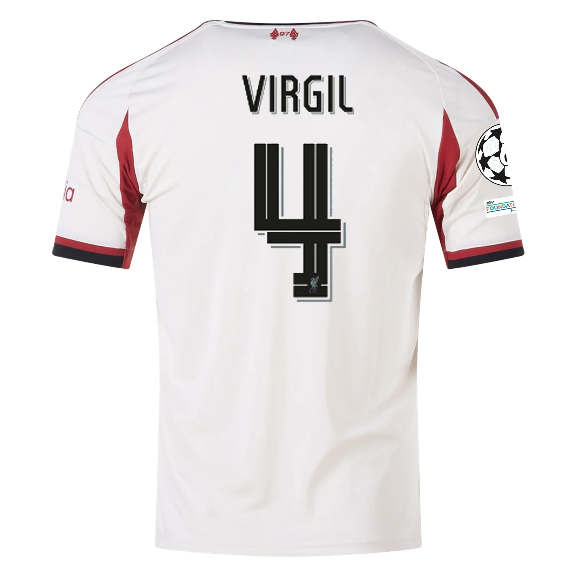 Men's Liverpool Virgil van Dijk Away Jersey w/ Champions League Patches 25/26 (Wonder White)