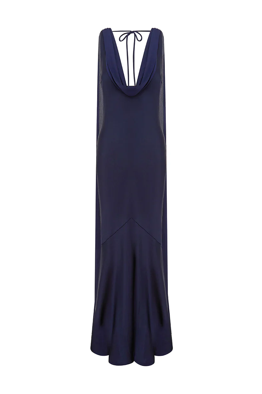 GABRIELLA COWL MAXI DRESS - NAVY