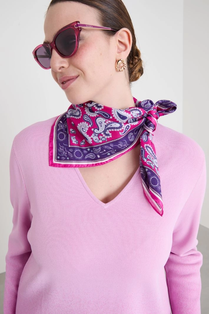 Silk twill scarf - FUCHSIA VIOLET