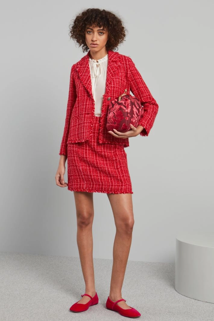Blazer in tweed lamé - RED PINK