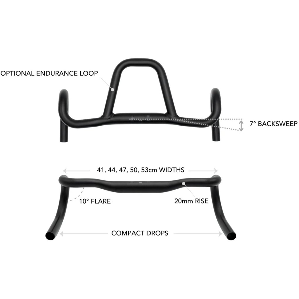 Redshift Kitchen Sink Low Flare Loop Handlebar - 31.8 | Gravel - 20mm Rise - 10° Flare