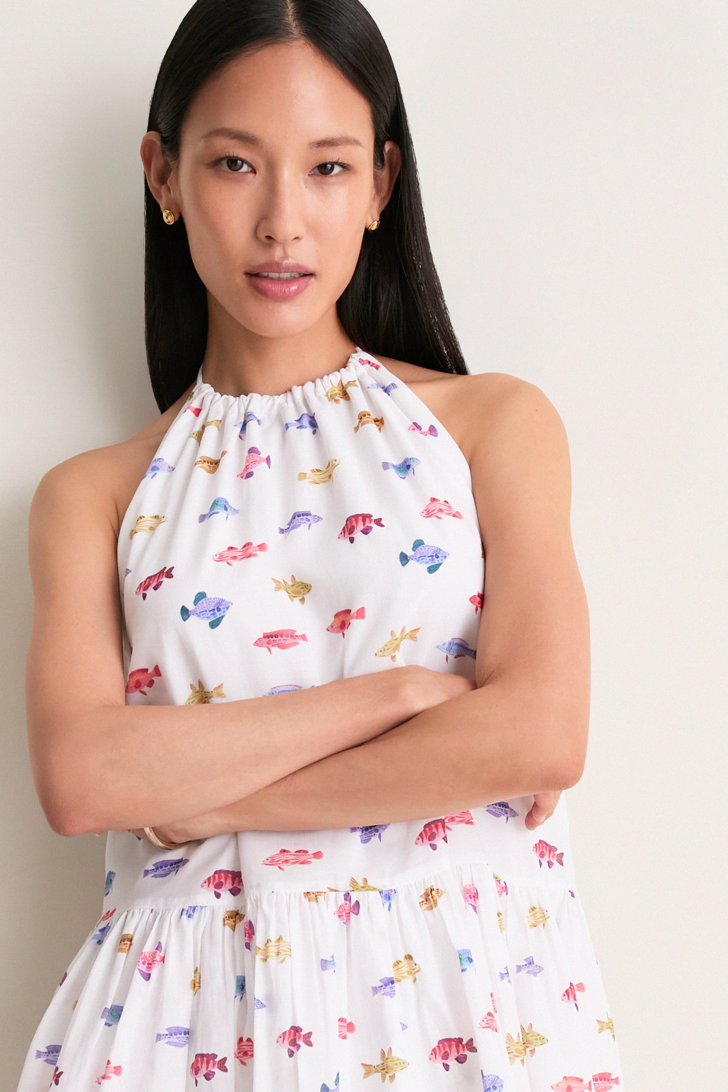 Rainbow Fish White Sol Tunic Dress