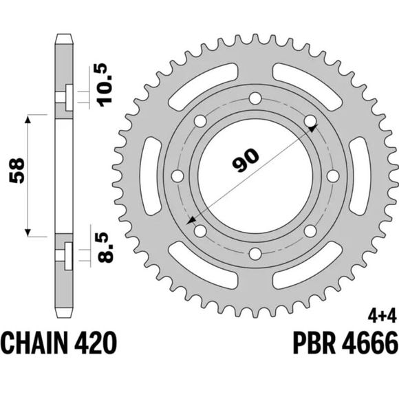 Couronne PBR aluminium 4666 - 420HONDA 125 MSX 125 ABS (JC75) - 2021 - 2022Ref : PBR01504A / 1149598001
