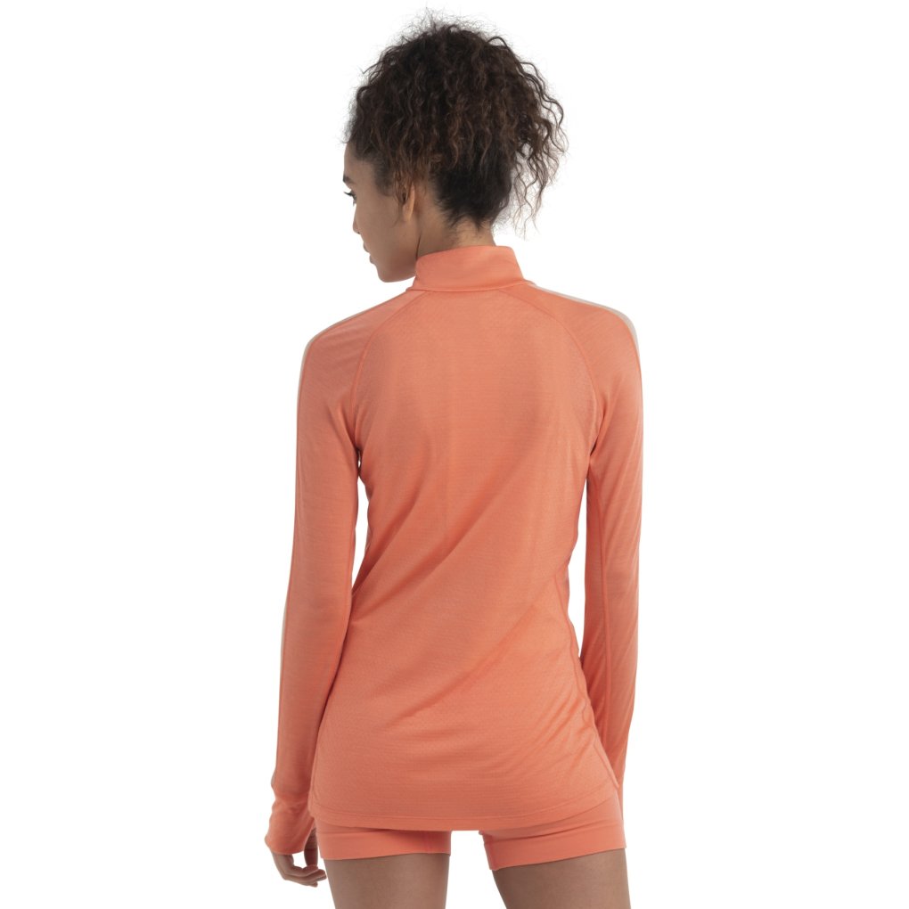 Icebreaker Merino 125 ZoneKnit™ Long Sleeve Half Zip Thermal Top Women - Tang/Praline
