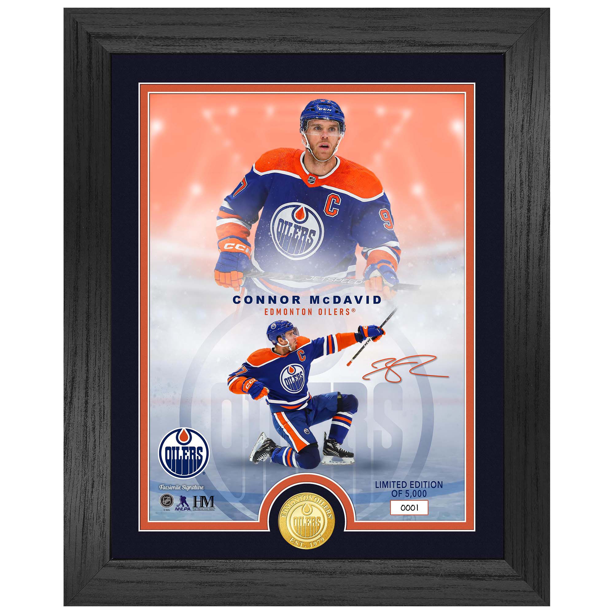 Connor McDavid Edmonton Oilers Bronze Coin Framed NHL Photo