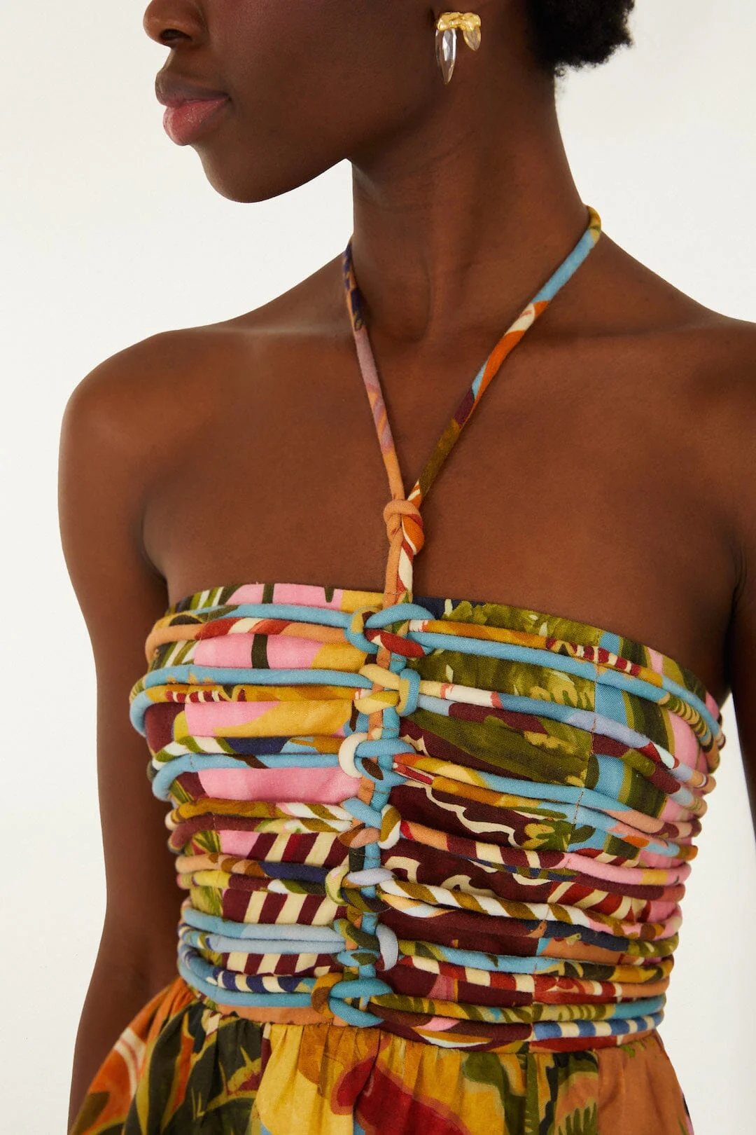 Multicolor Tropical Painting Midi Dress