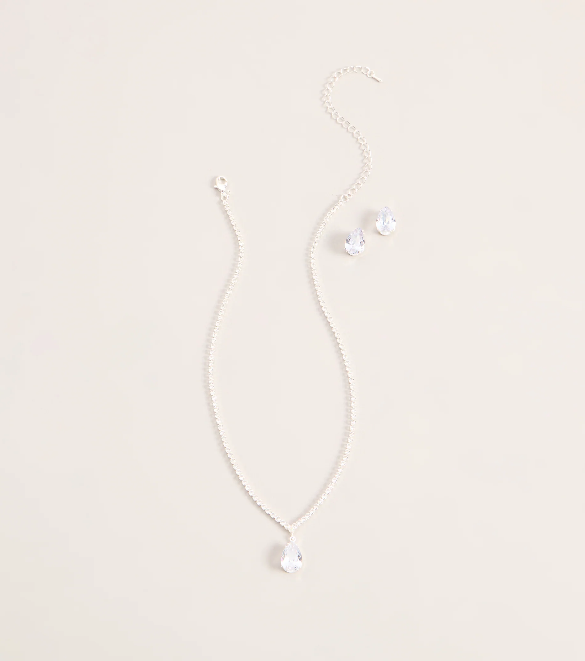 Teardrop Shine Necklace And Earrings Set