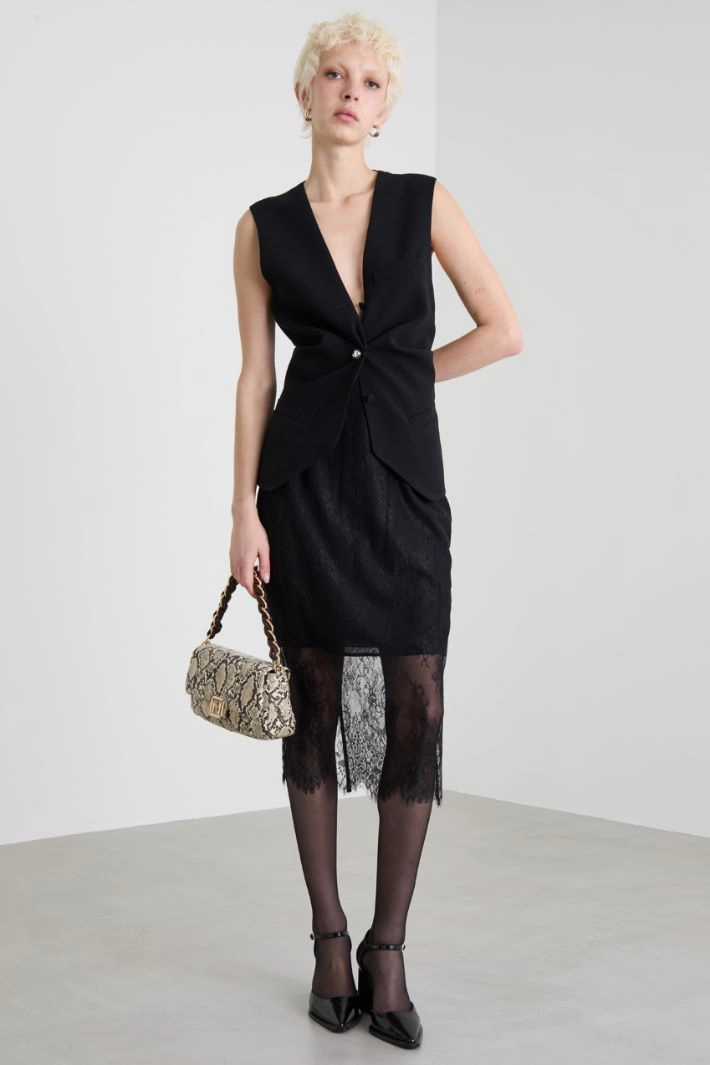 Cady and twill vest - BLACK