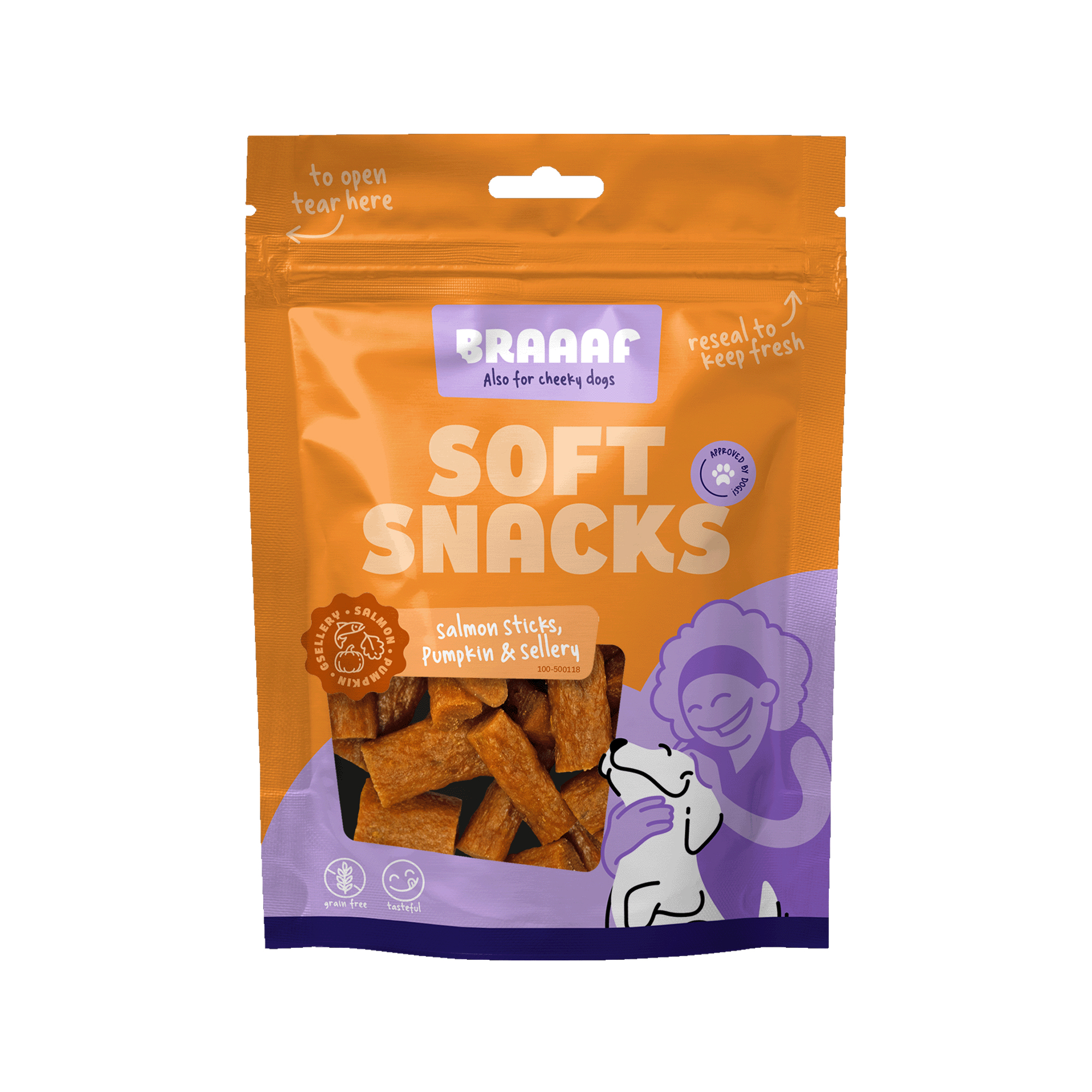 Braaaf Soft Snack - Tuna Stick - 2.5 x 0.5 cm - carrot and green bean