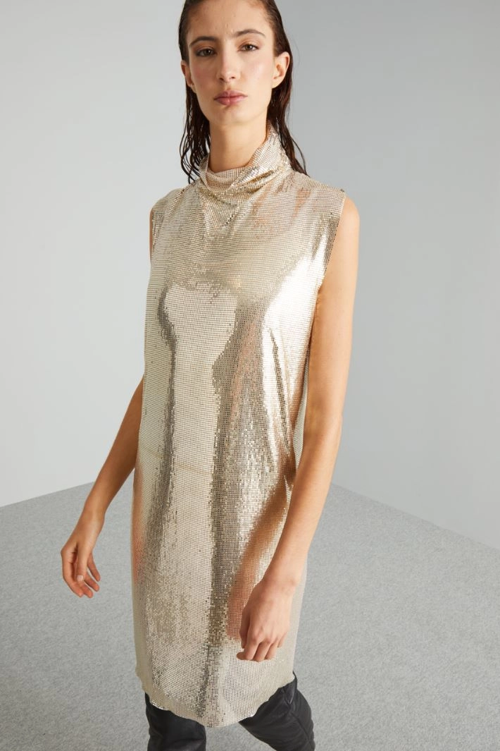 Metallic-knit dress - GOLD