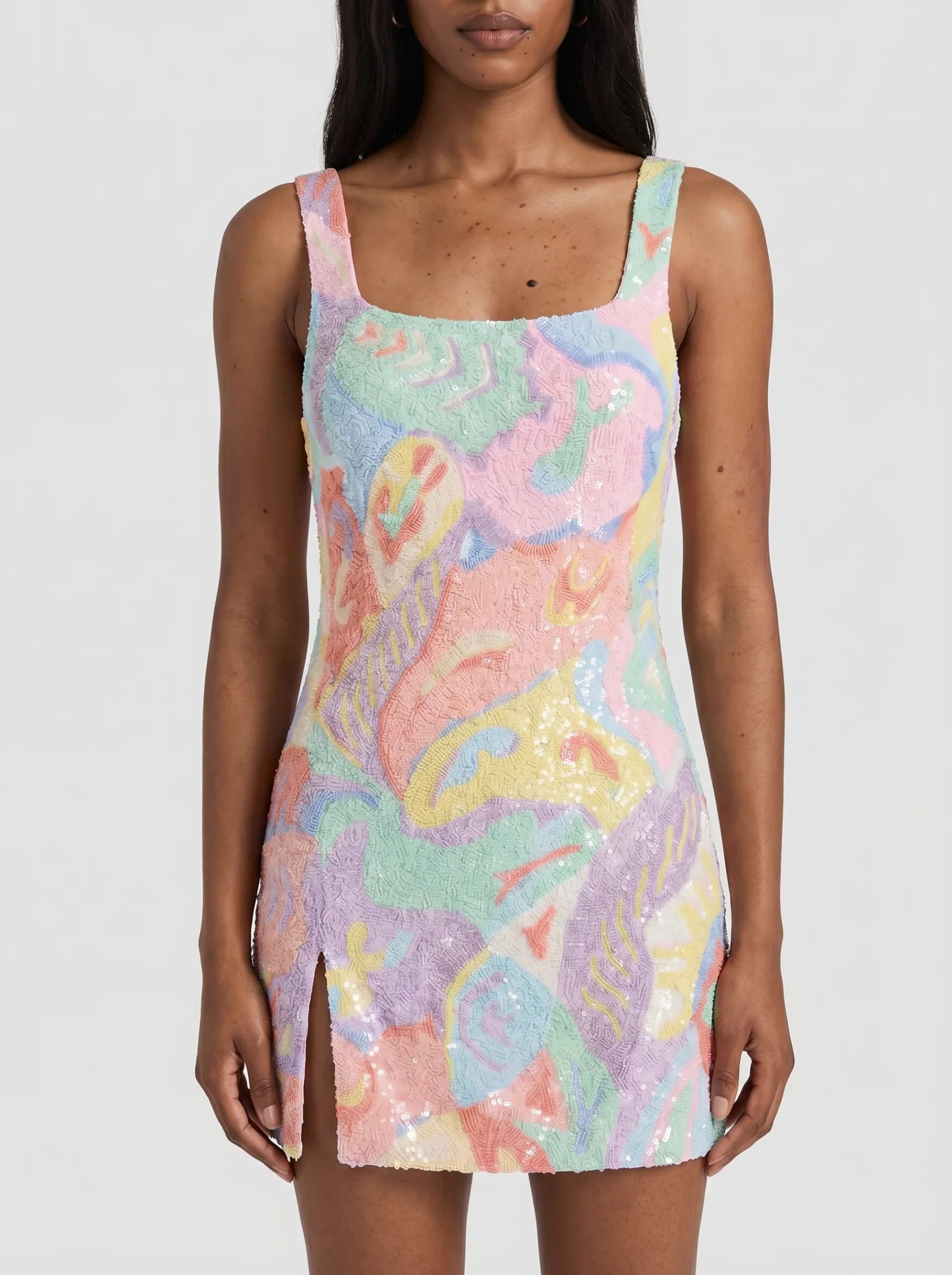 Boston Vibrant Hand-Beaded Dress in Pastel