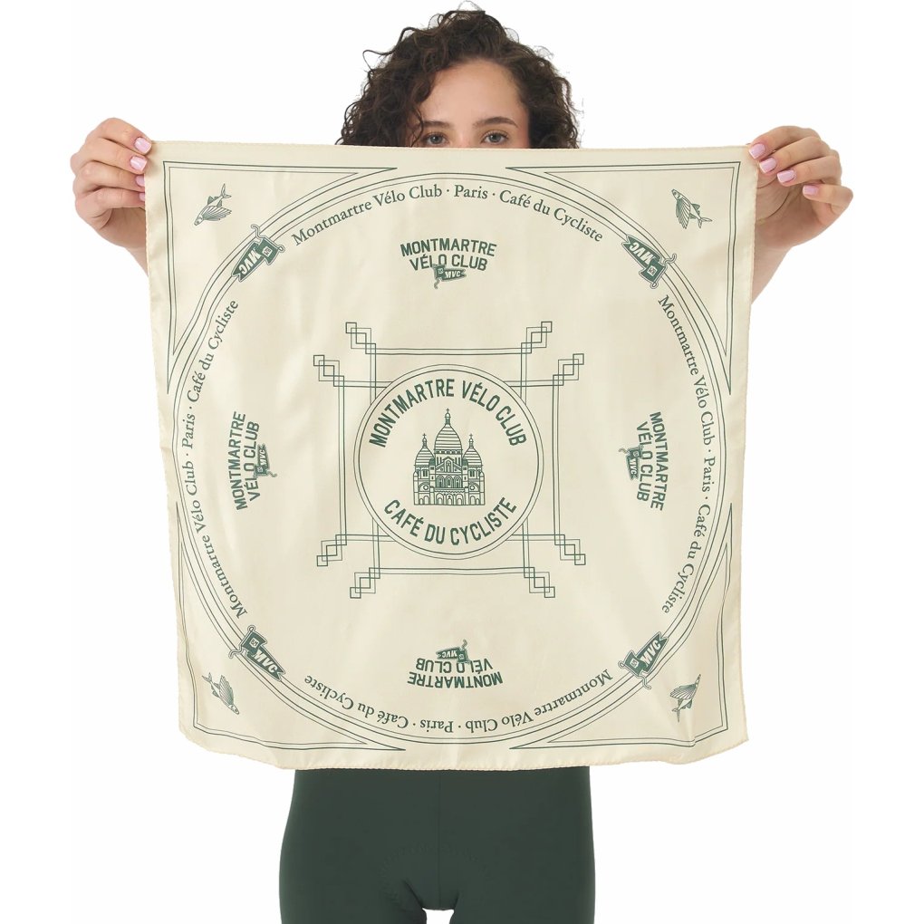 Café du Cycliste x Montmartre Vélo Club Paris Carre De Soie Scarf - antique white