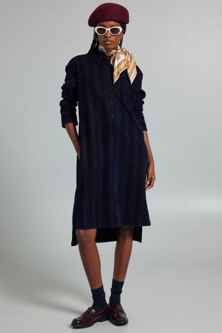 Slit-embellished shirt dress - NIGHT BLUE