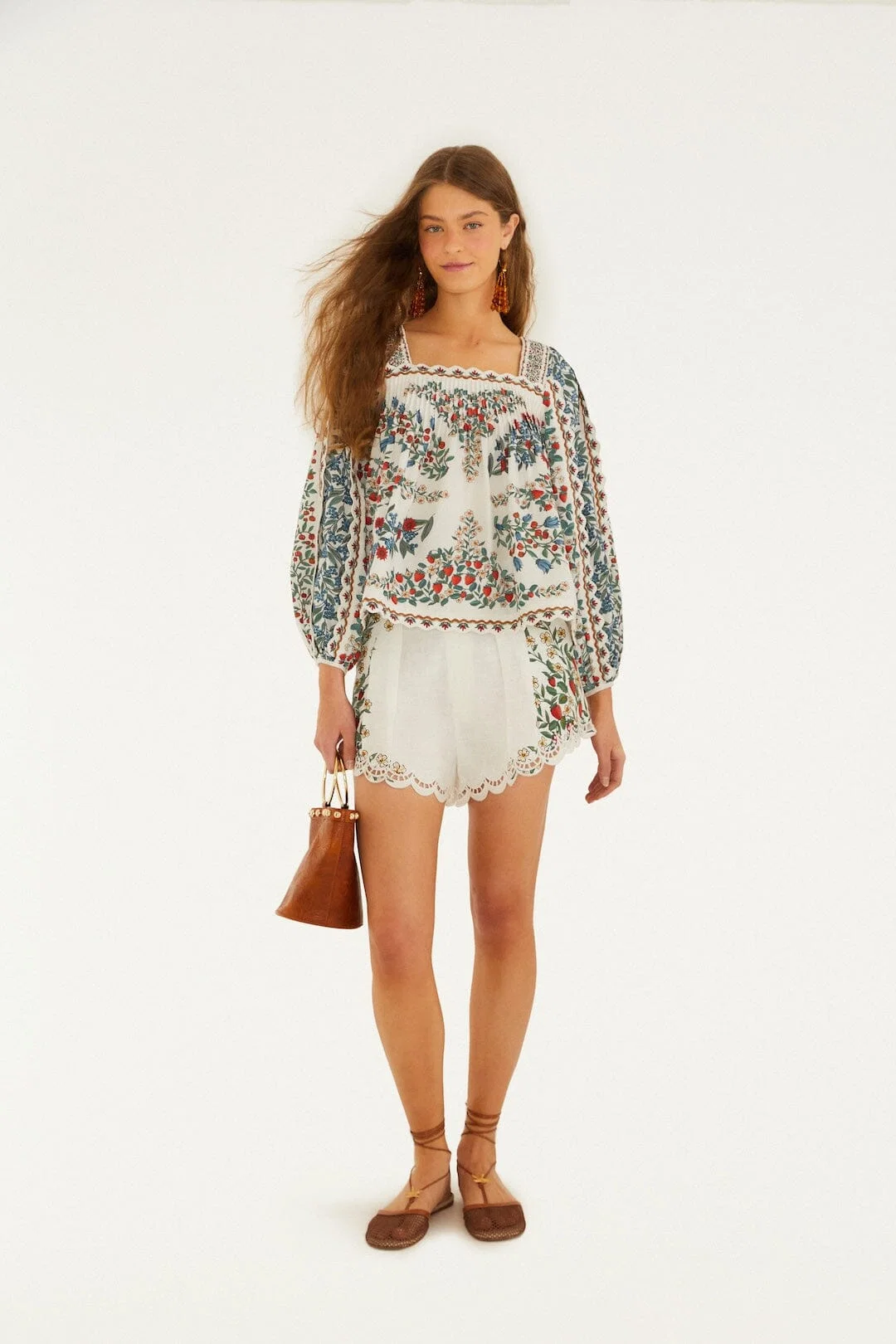 Off-White Fruit Beauty Scarf  Long Sleeve Blouse