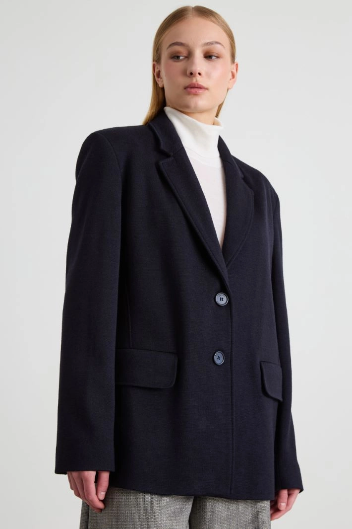 Wool jersey blazer - NIGHT BLUE