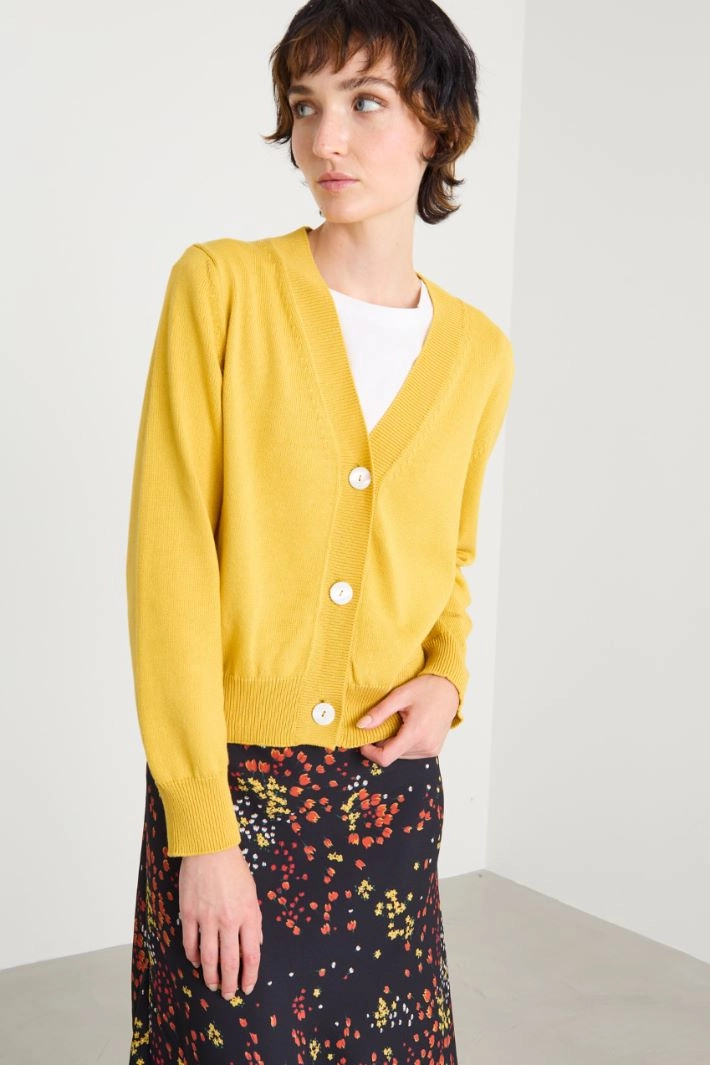 Cotton cardigan - YELLOW