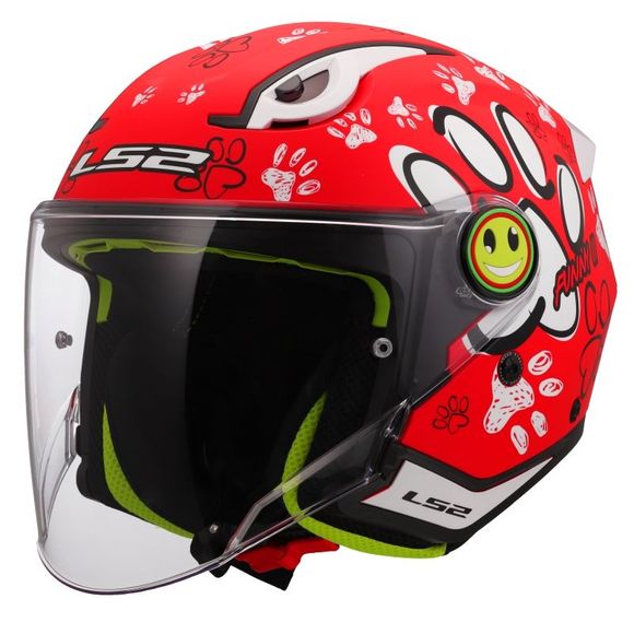 Casque jet LS2 OF622 FUNNY II - PAWS - Noir / RougeRef : LS1046