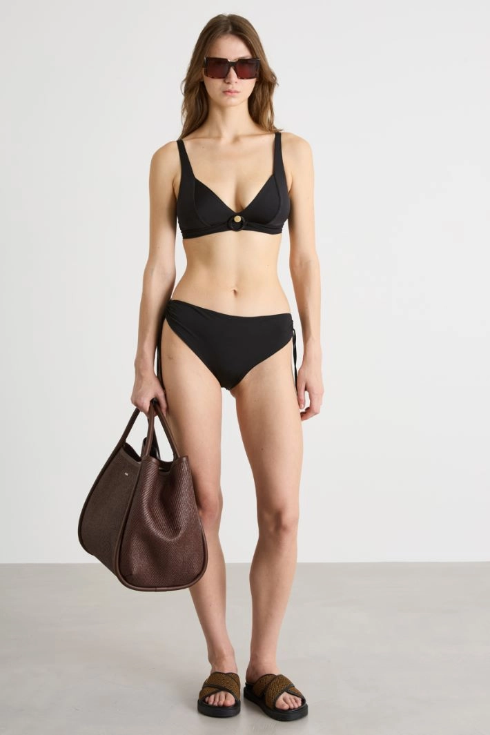 Ring-detail jersey bikini top - BLACK