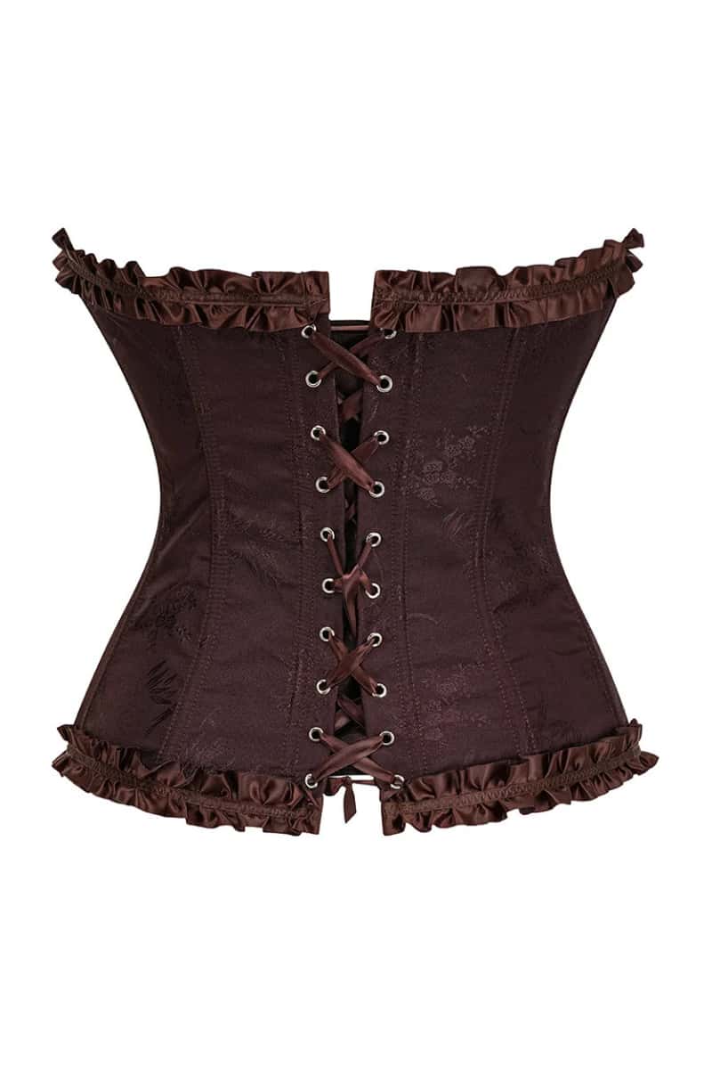 Sweetheart Brown Lace-Up Floral Corset