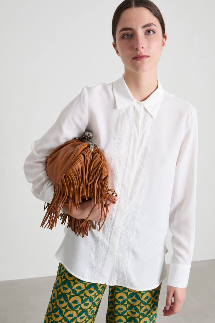 Lace and crepe blouse - WHITE