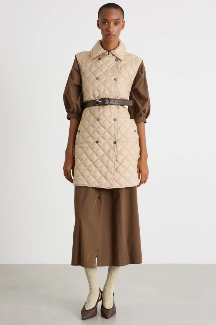 Double-breasted padded gilet - BEIGE