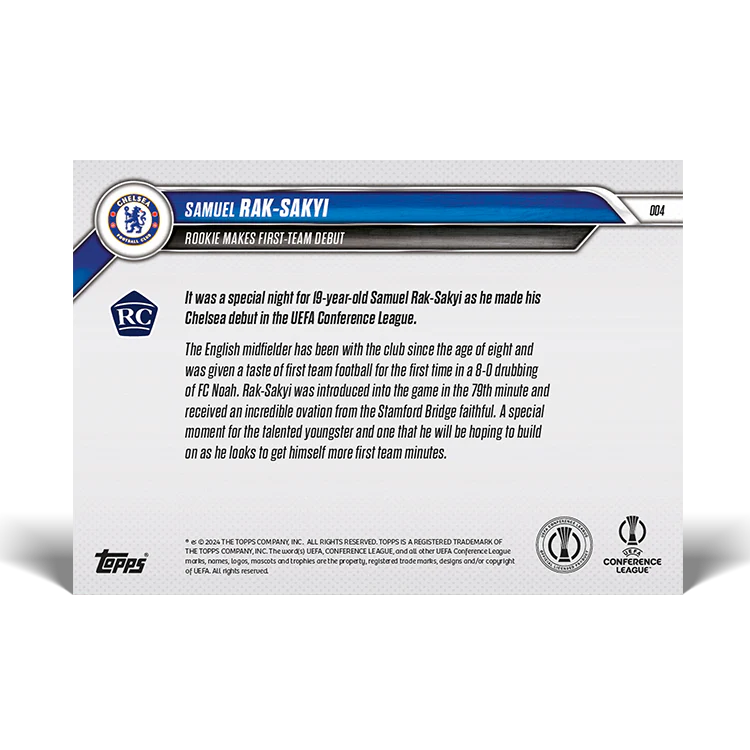 Samuel Rak-Sakyi - Rookie makes first-team debut - 24/25 UECL Topps NOW® Card 4