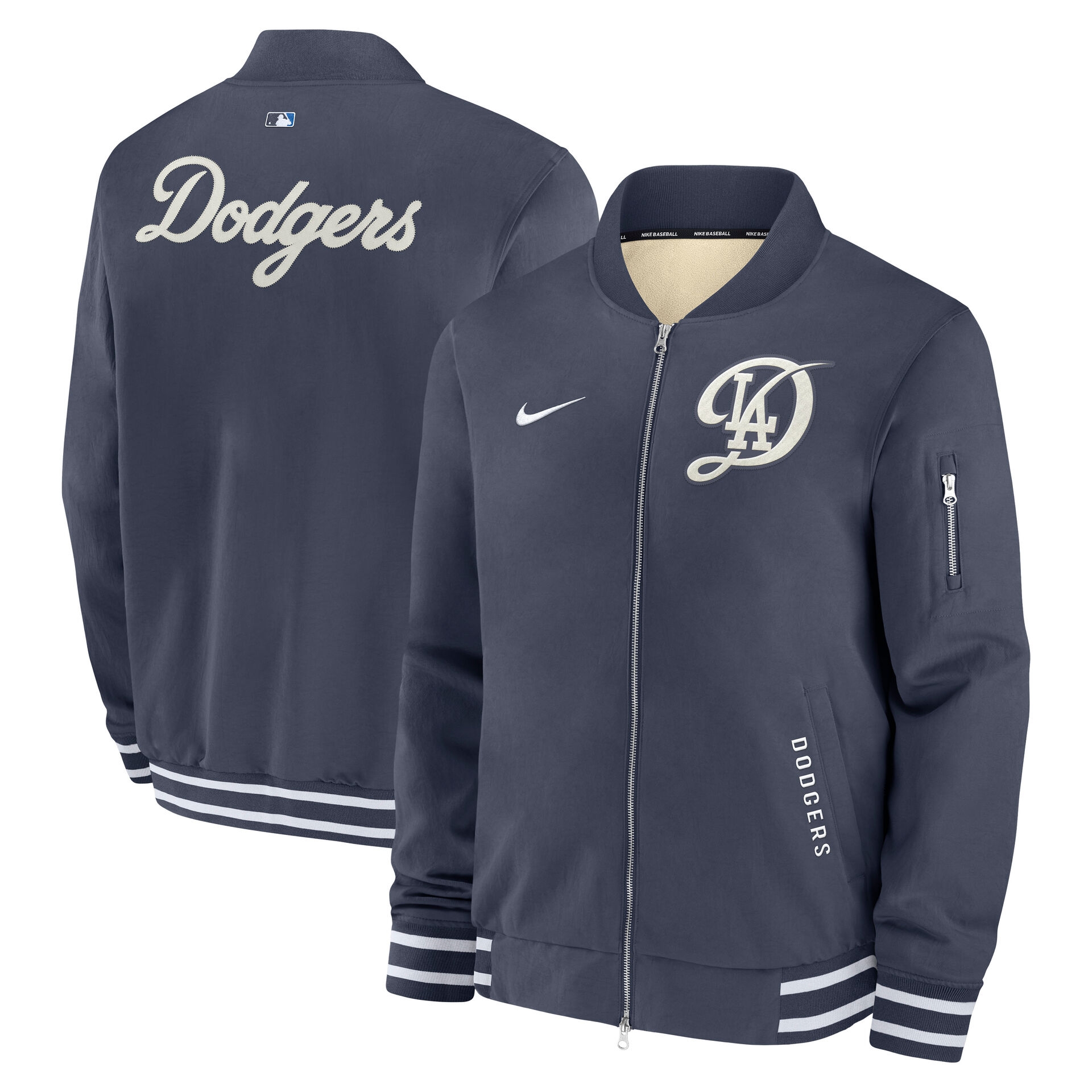 Los Angeles Dodgers City Connect 2026 MLB Authentic Dugout Bomber Jacket Navy