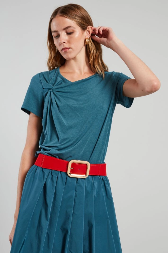 Draped jersey T-shirt - PETROL