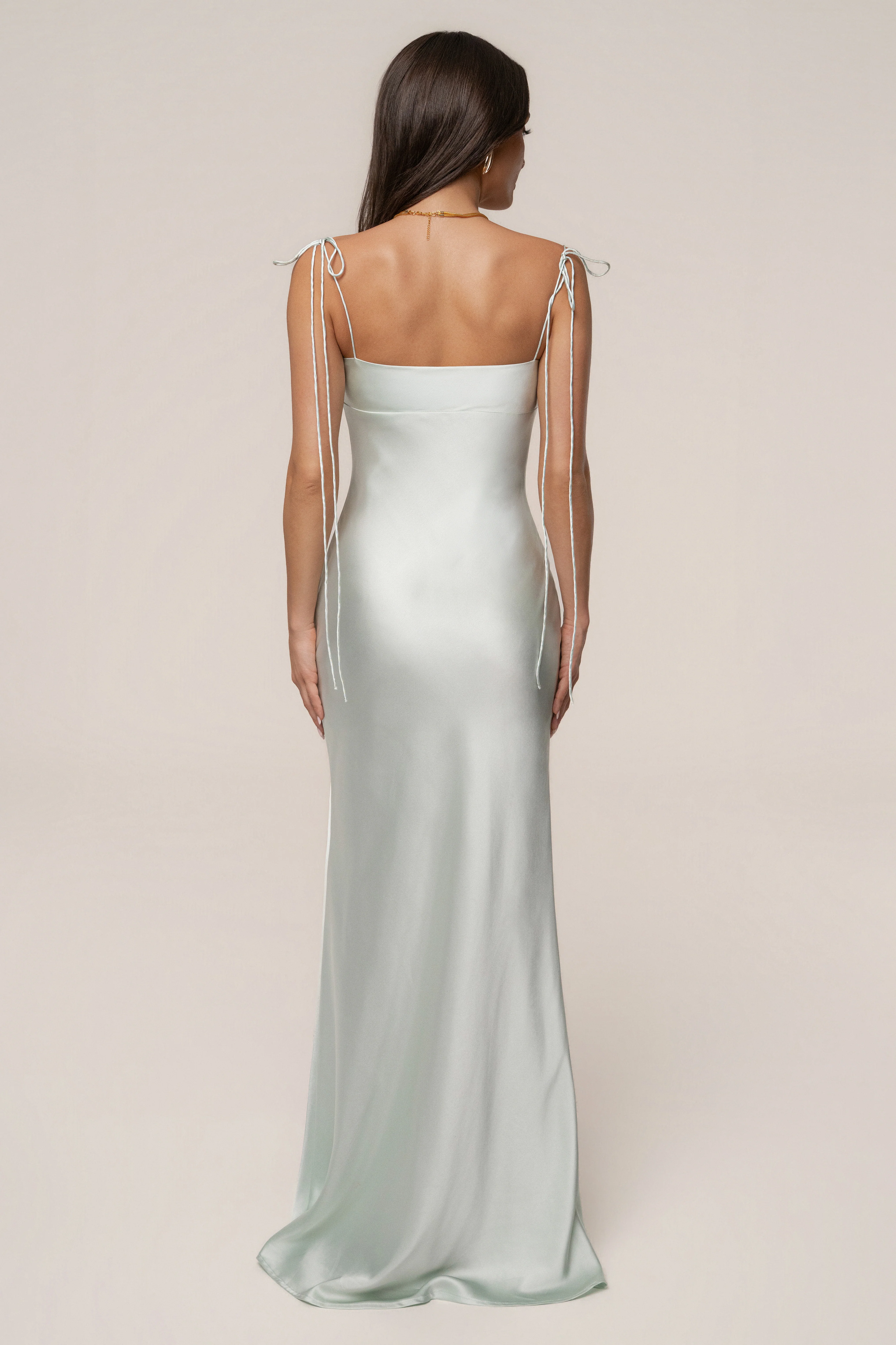 Sage Galilea Satin Maxi Dress