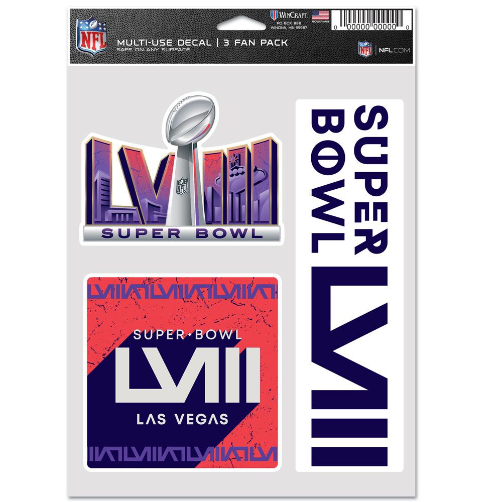 Super Bowl LVIII Las Vegas Multi-Use NFL Decals Set (3 Pcs.)