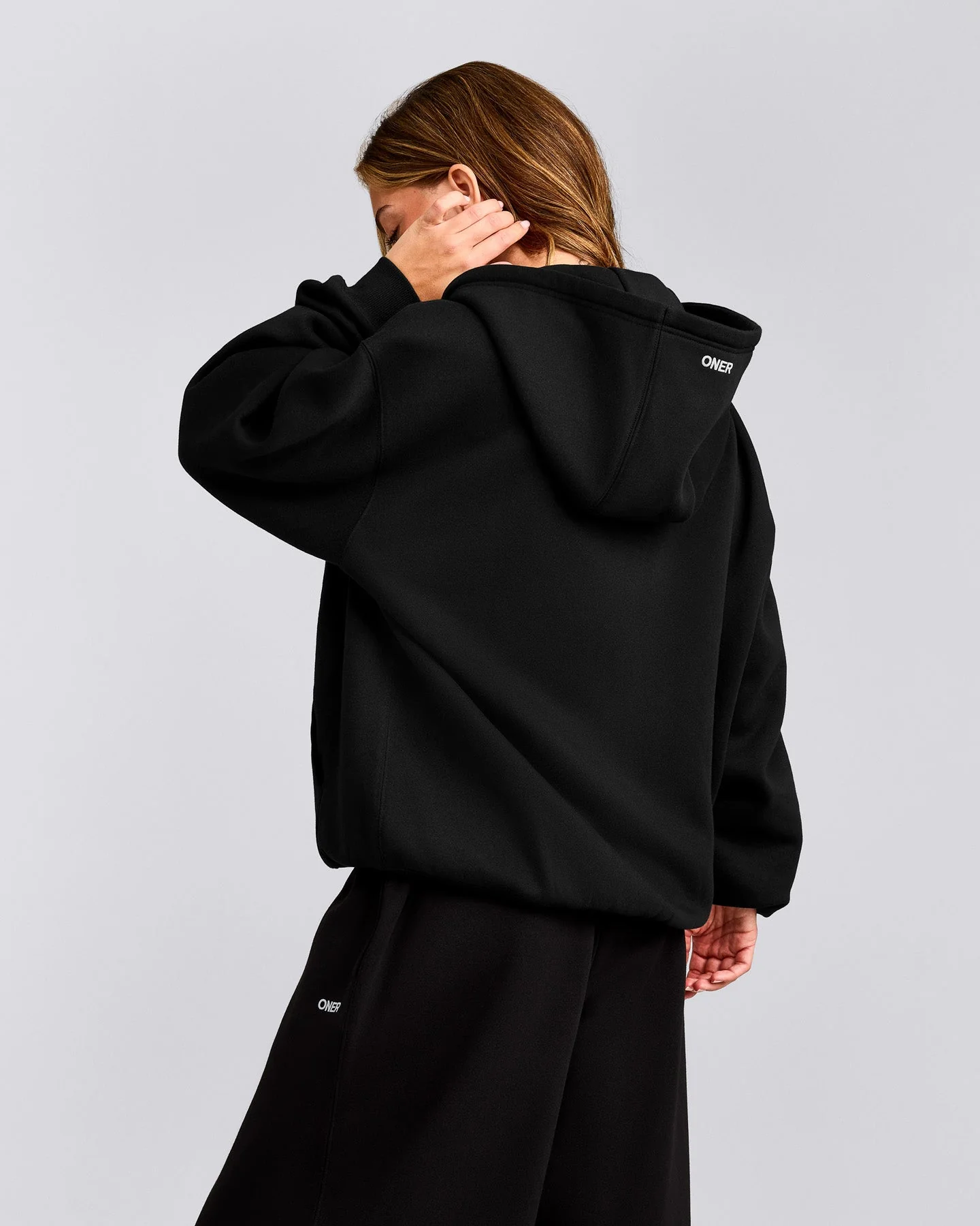 Foundations Cosy Oversized Zip Through Hoodie | Black