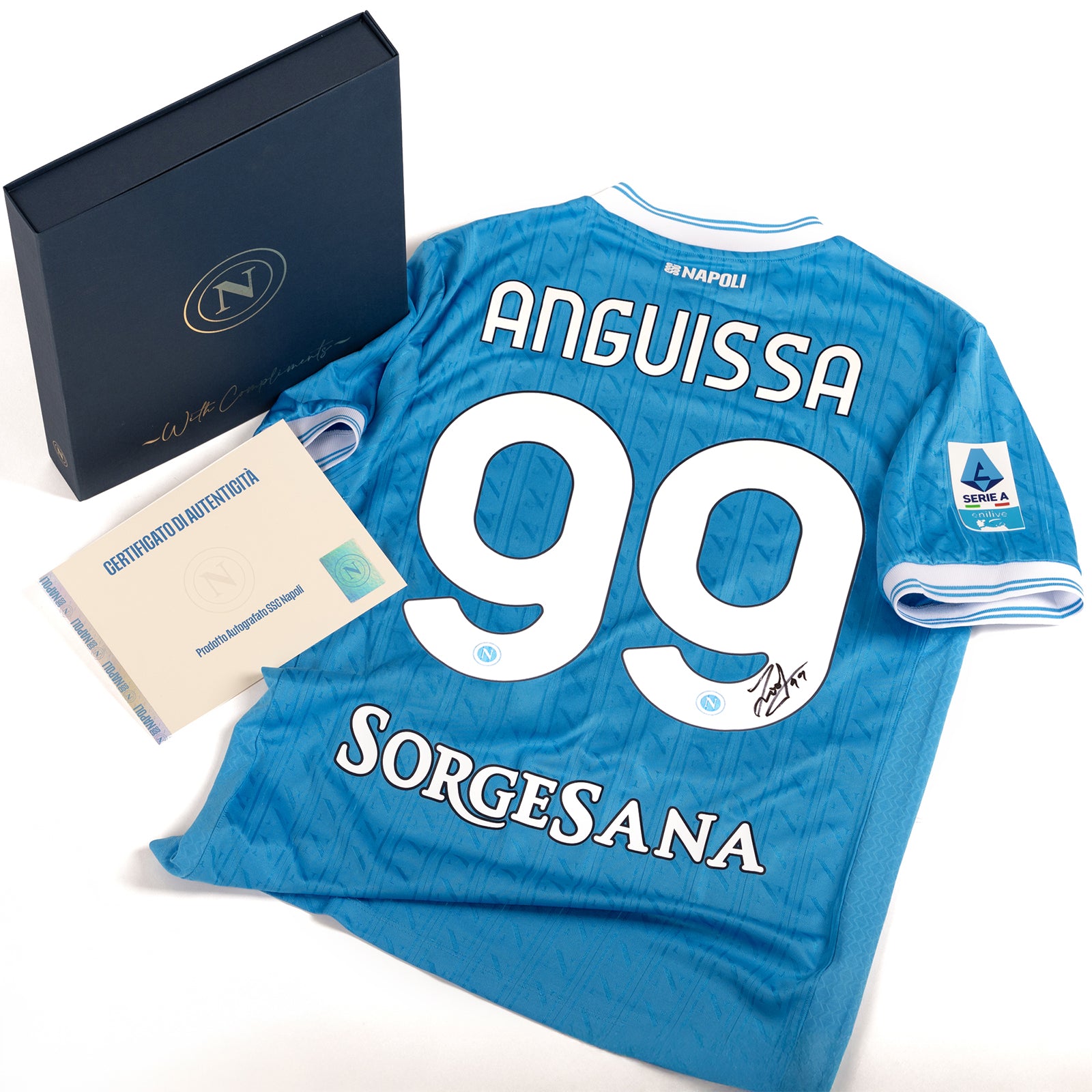 SSC Napoli Match Jersey Home 2025/2026 Signed by Anguissa in Premium Box