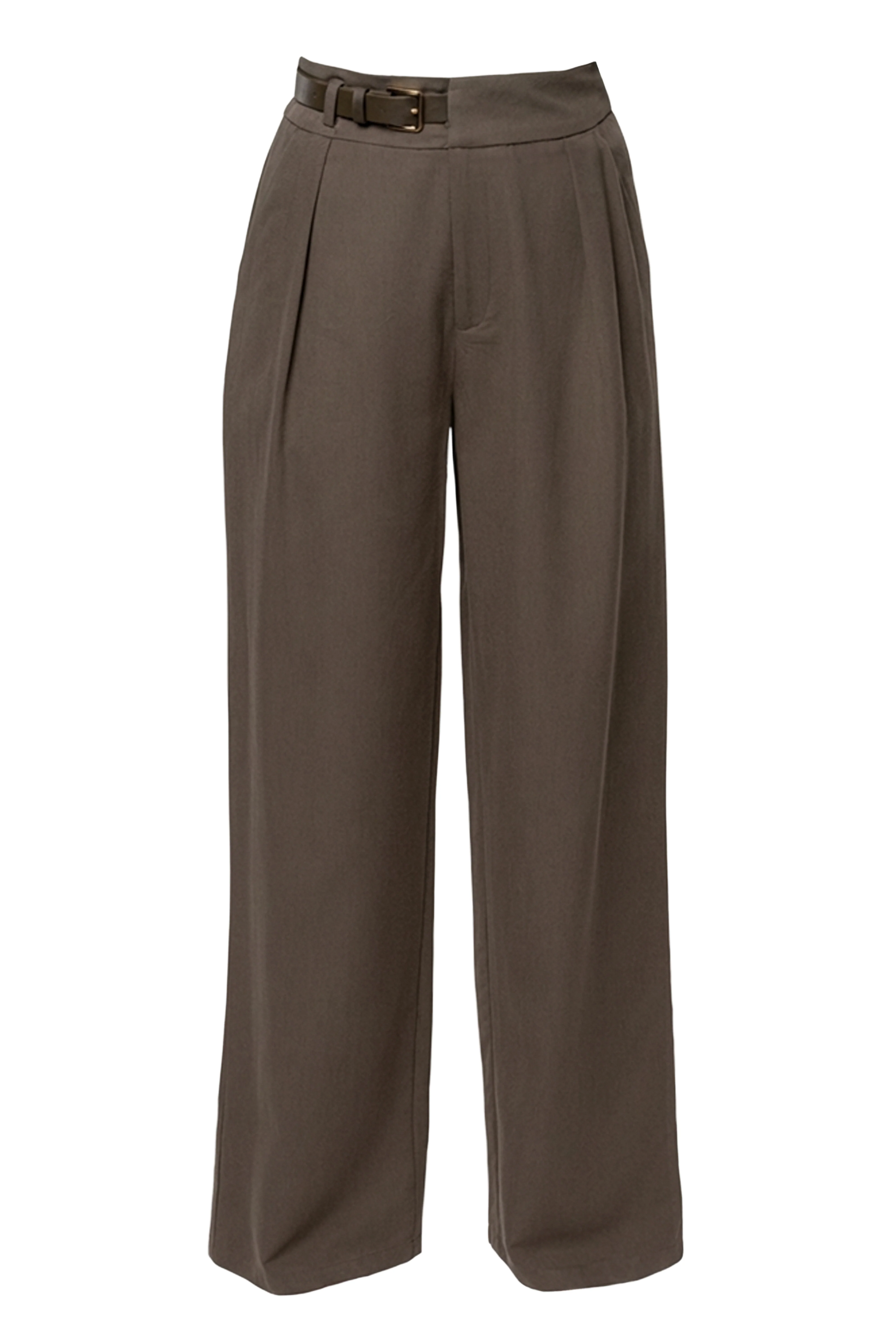 Dark Taupe Everywhere Belted Trousers