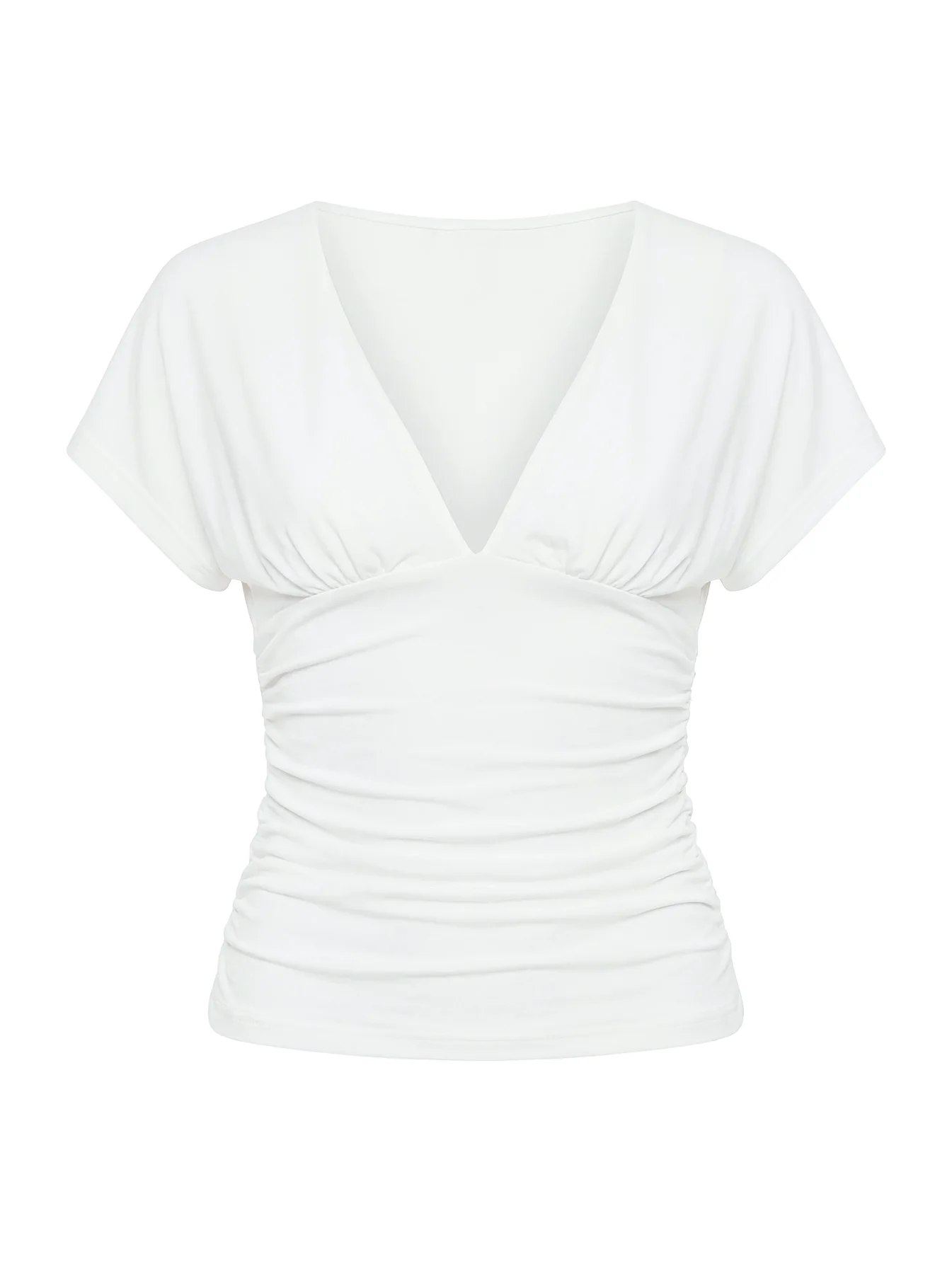 Mattey Cinched V Neck Top White