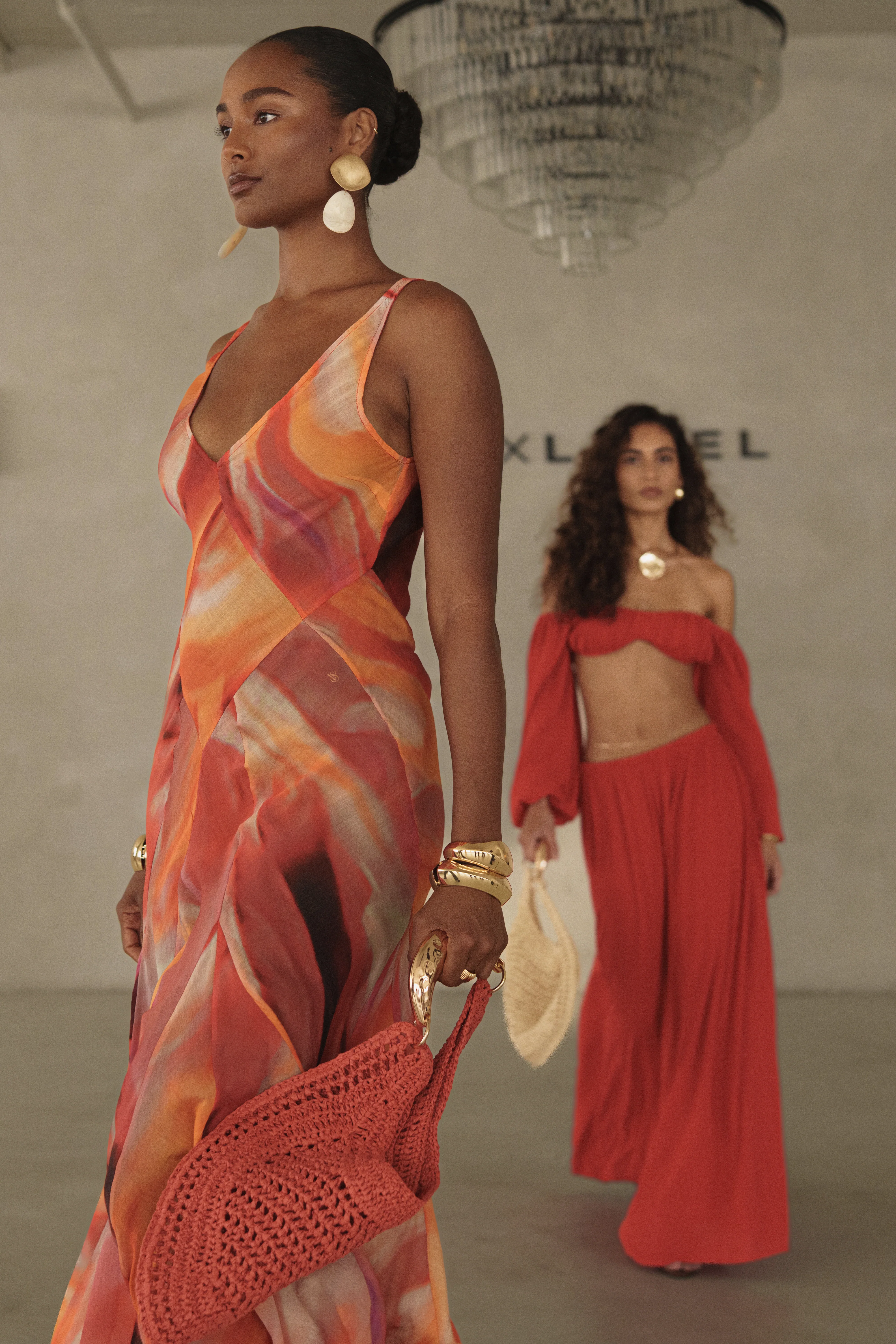 Red Prism Tide Maxi Dress