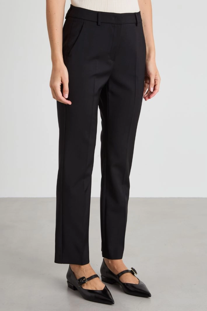 Wool cigarette trousers - BLACK