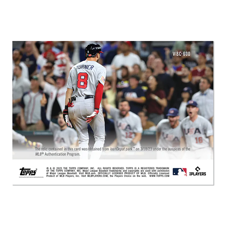 Game-used Base Relic # to 10 - Trea Turner - 2023 World Baseball Classic TOPPS NOW® Card 60D