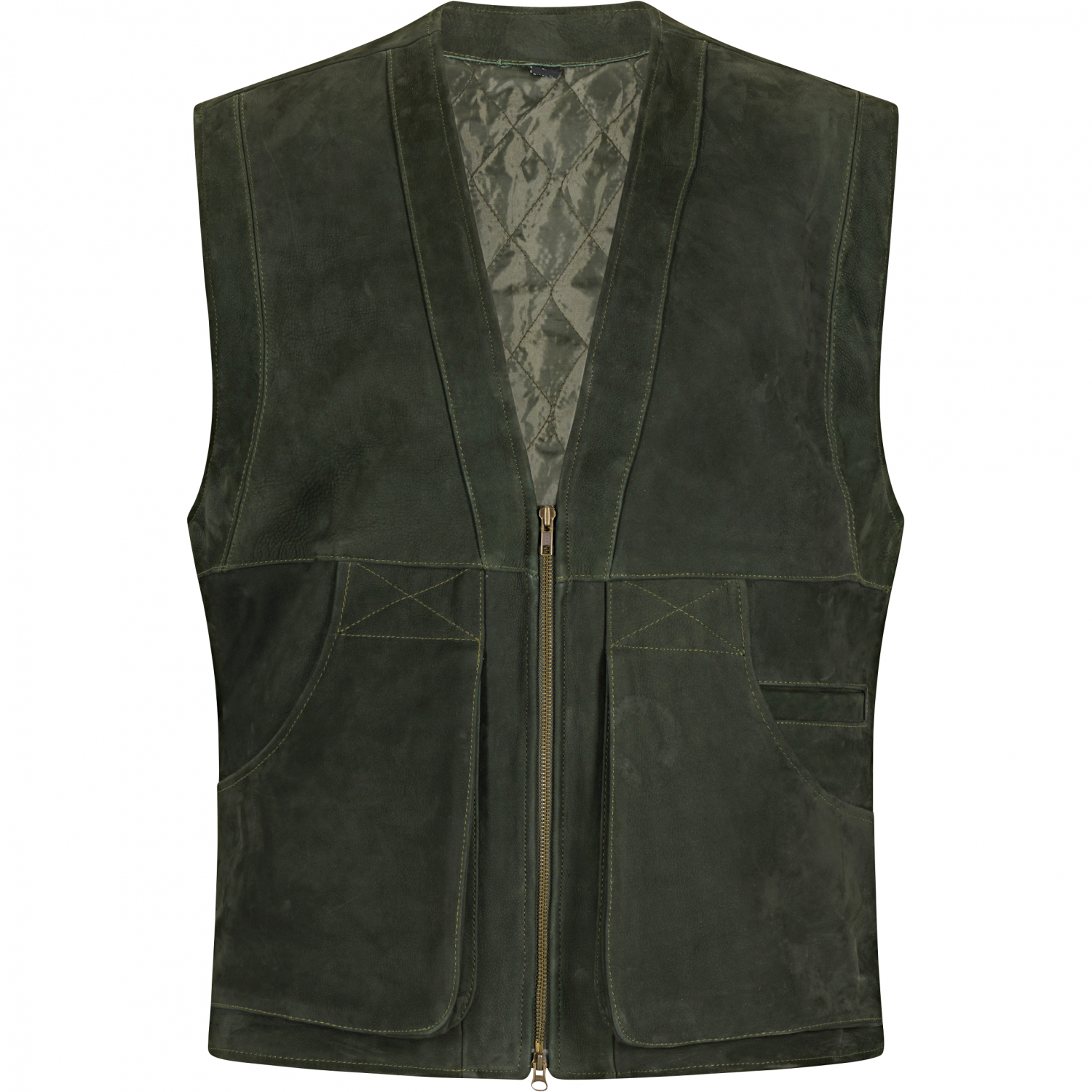il Lago Prestige Leather Waistcoat Field Vest Men (Olive)