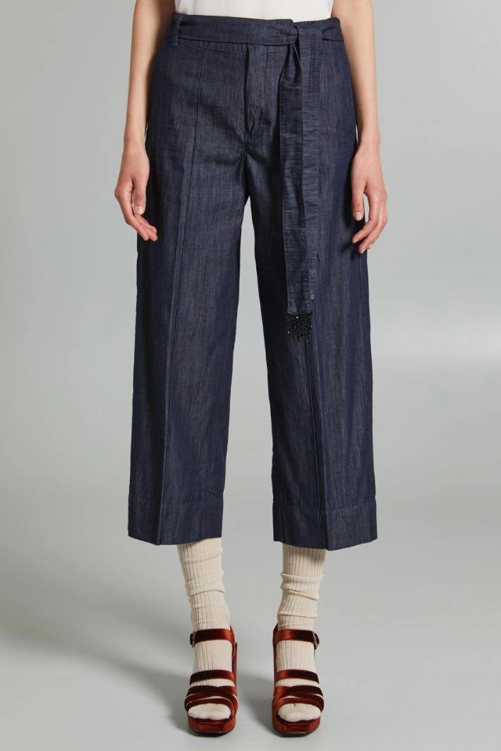 Cotton denim trousers - DENIM BLUE