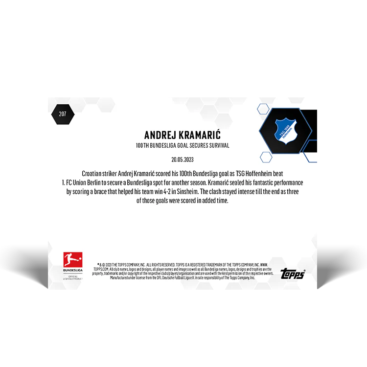 Topps UK - 100th Bundesliga goal secures survival - Bundesliga TOPPS NOW® Card #207