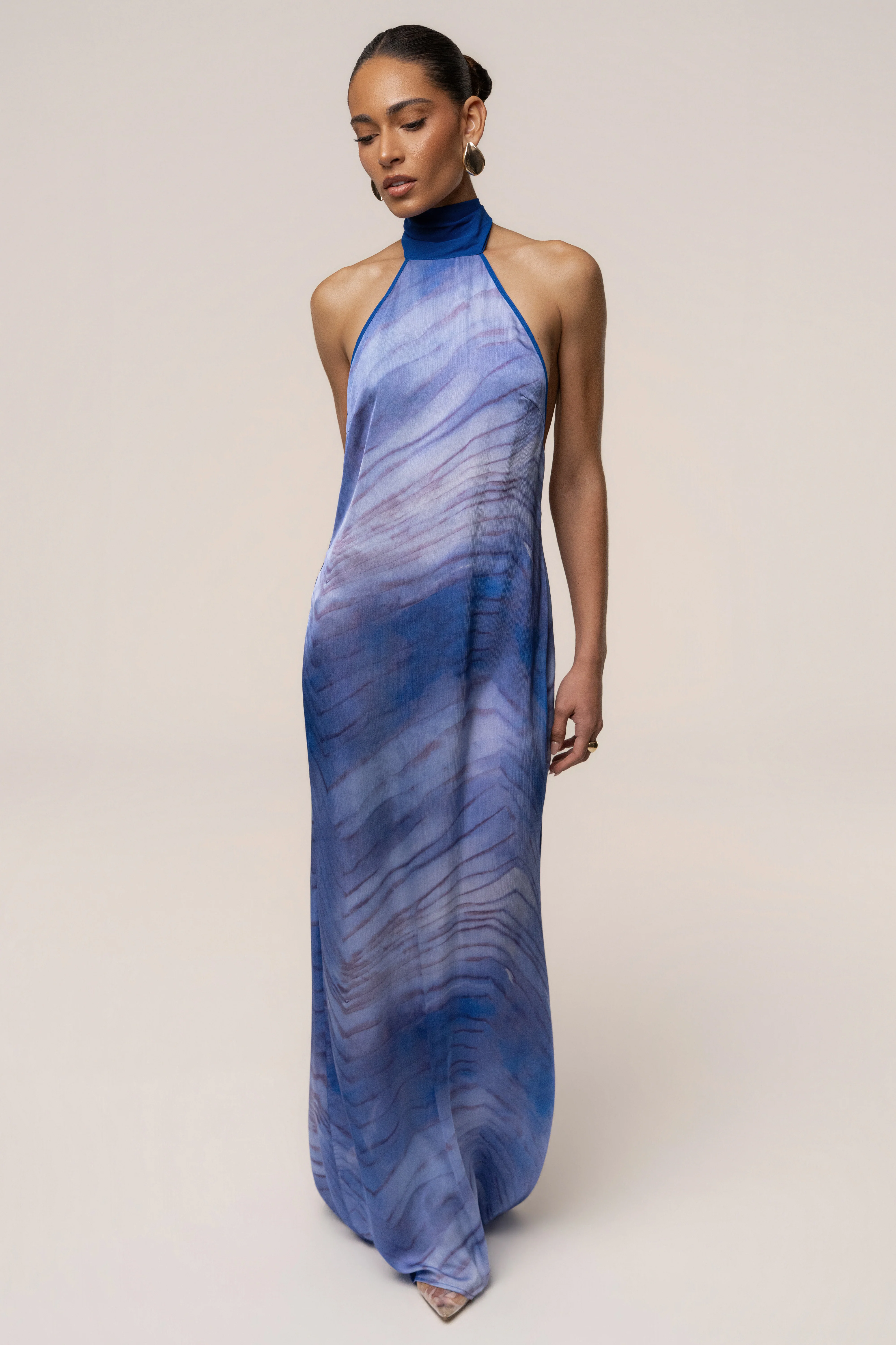 Blue Sunset Waves Maxi Dress