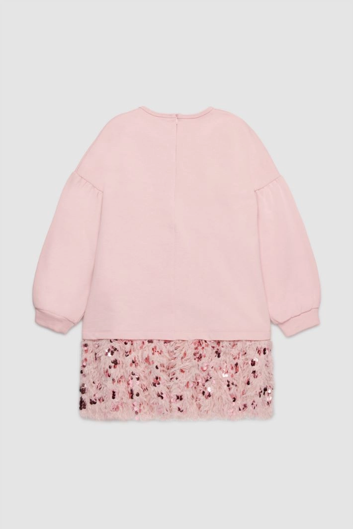 Dress with fringe and sequins KID - PINK