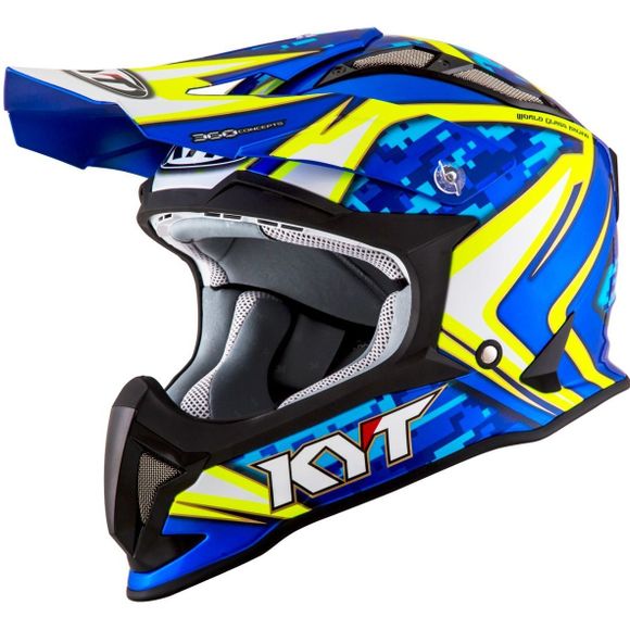 KYT STRIKE EAGLE cross helmet - REEF - BLUE YELLOW FLUO 2021 - Blue / YellowRef: KYT0030