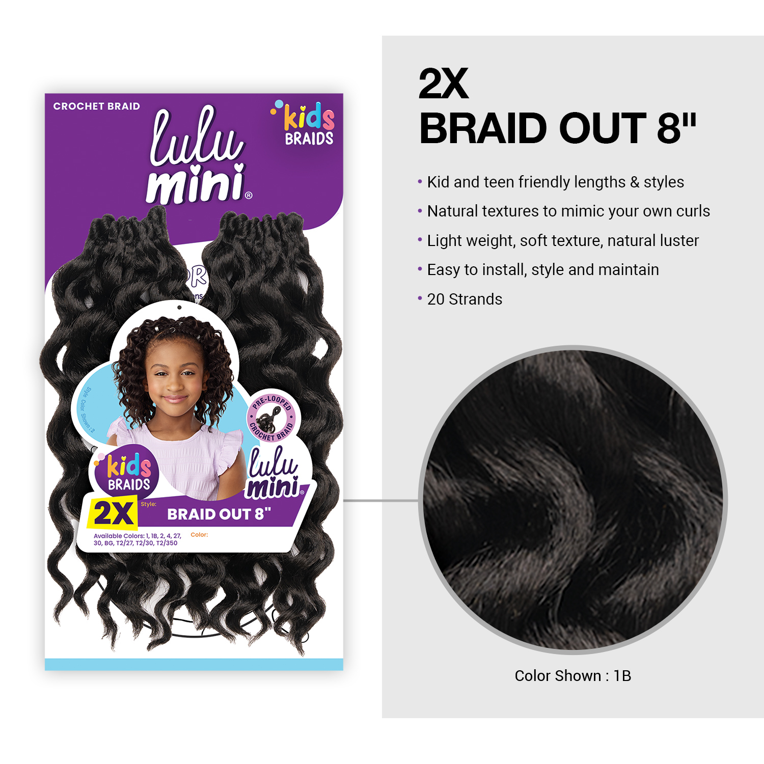 Sensationnel Crochet Braids Lulu Mini Kids Pre-Looped 2X Braid Out 8
