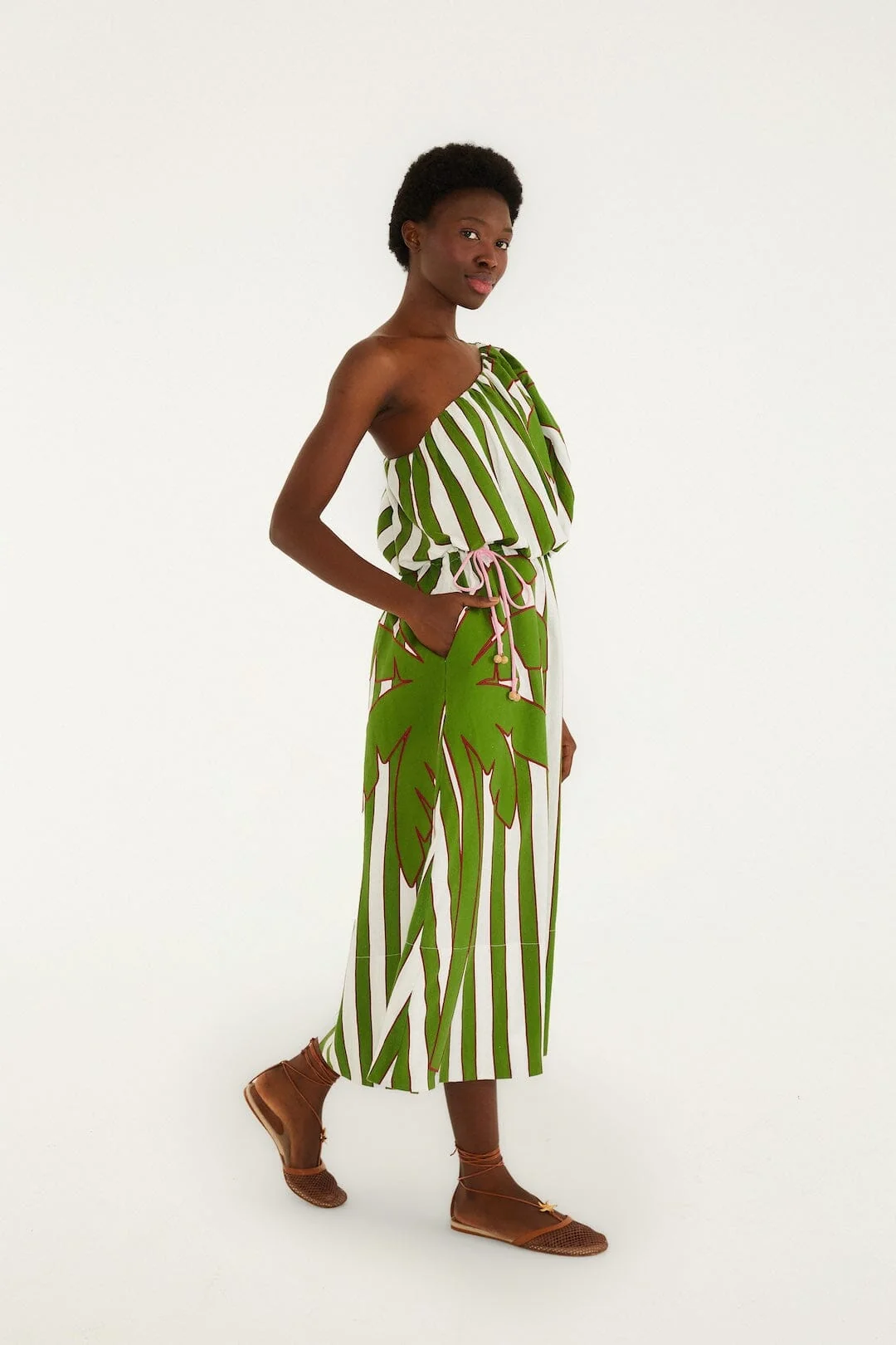 Off-White One-Shoulder Midi Dress