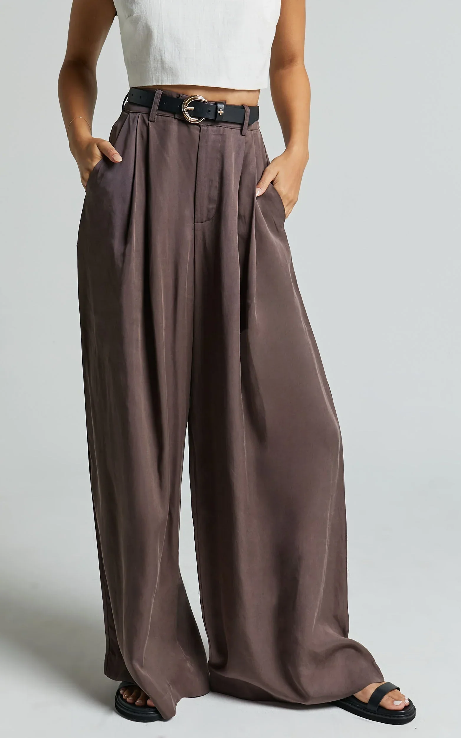 Clarke Pants - High Waist Wide Leg Pants in Slate