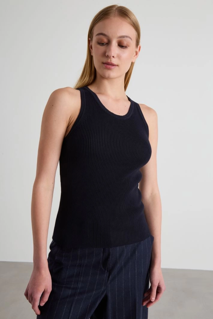 Rib-knit top - BLUE