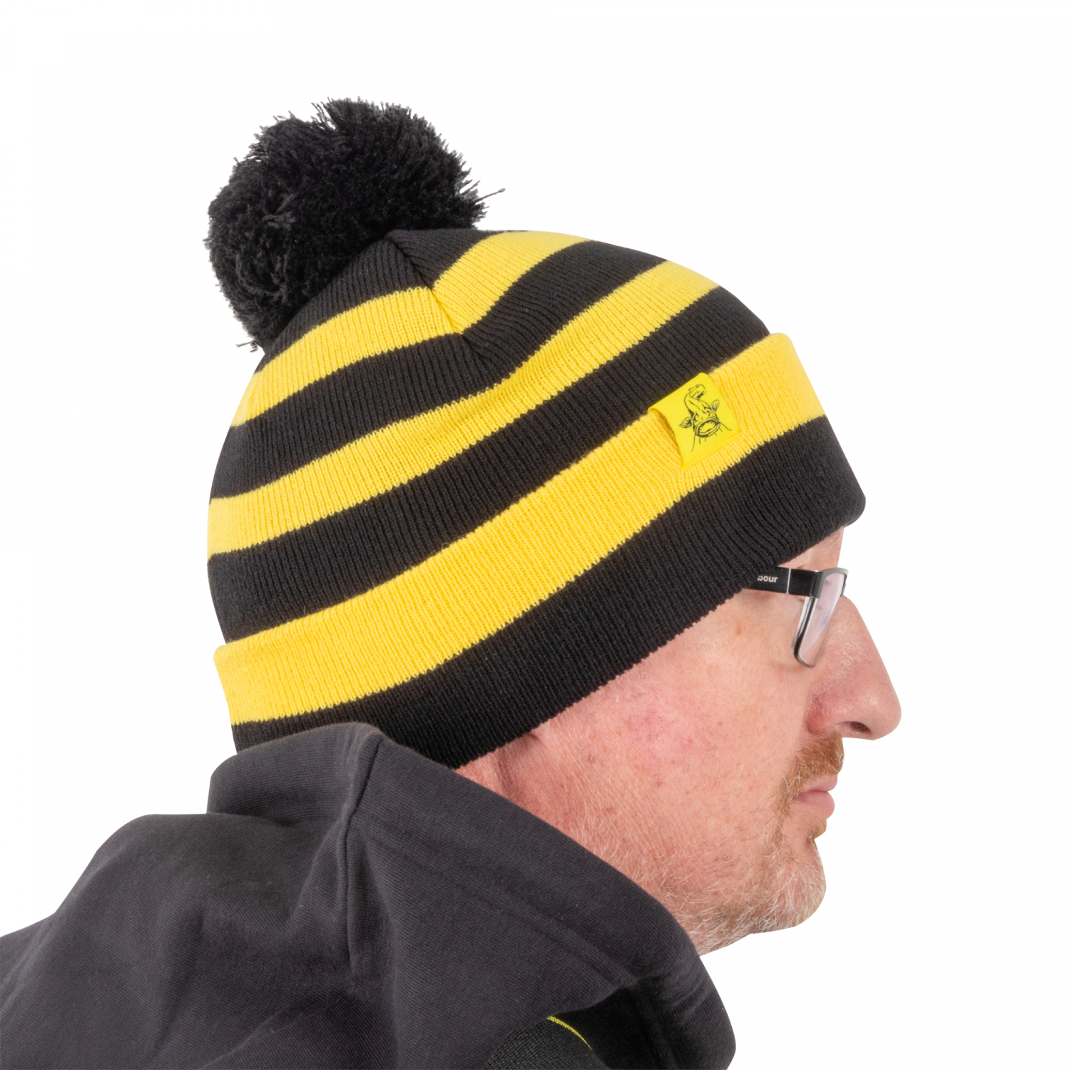 Black Cat Bobble Hat (Black\/Yellow)
