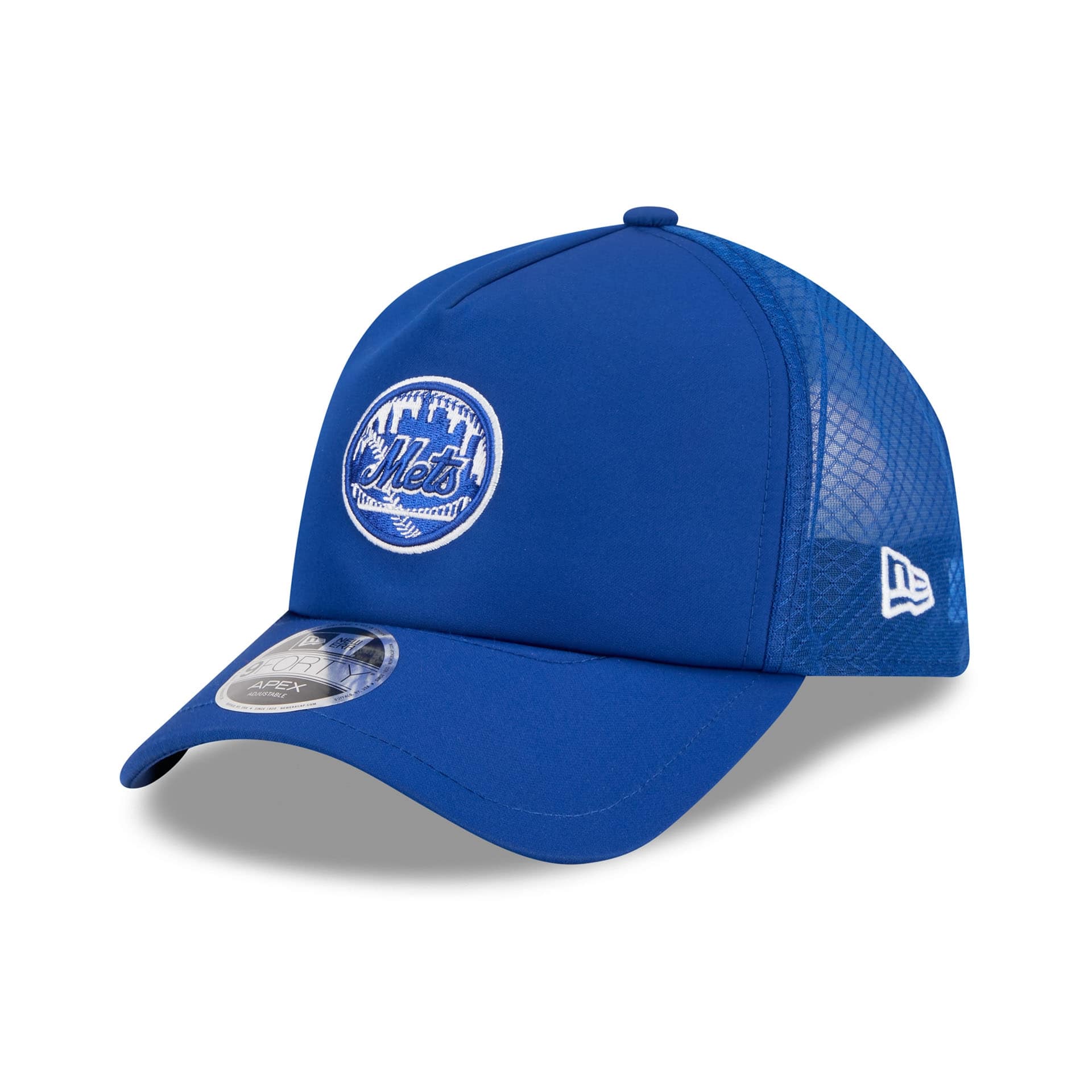 New York Mets 2026 MLB Batting Practice 9FORTY APEX Trucker Cap Blue